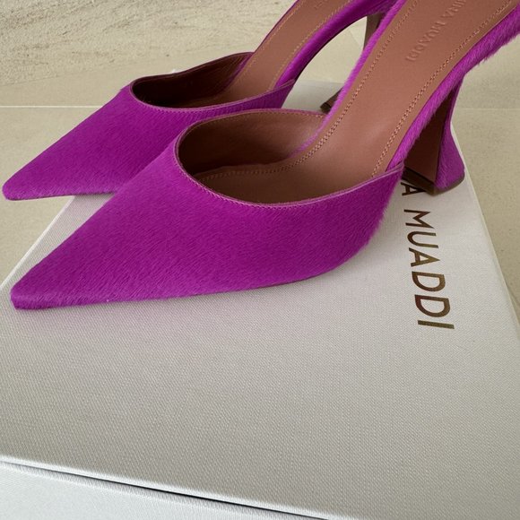 New Amina Muaddi Fiona Pony Mule Pony Pink, 38.5 with Box Tag - Picture 15 of 15